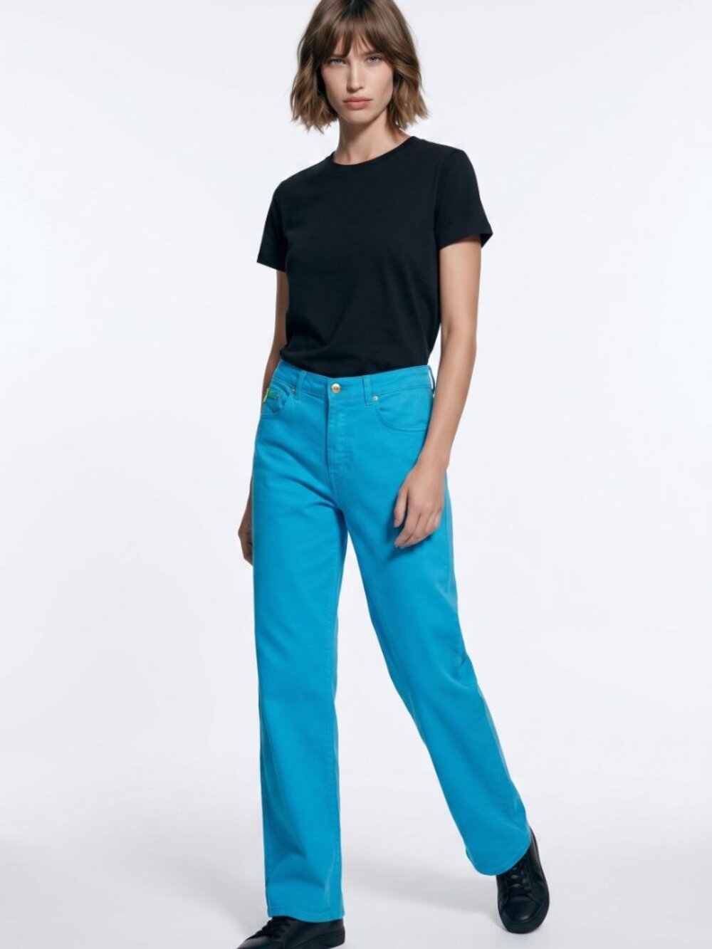 100% tencel high rise sky blue straight jeans 6